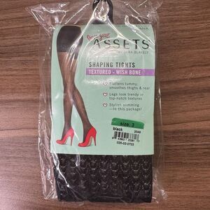 Assets by‎ Sara Blakely Spanx Textured Wishbone Shaping Tights Black Size 3 NWT